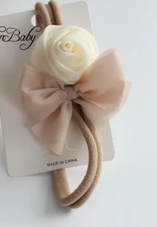 ربطة شعر ابيض-بيج بيبي HANDEMADE