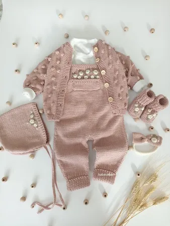 طقم نيو بورن 5 قطع صنع يدوي - زهري