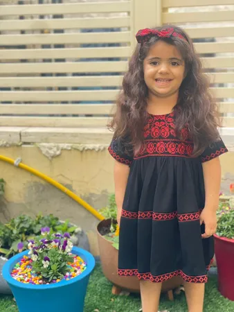 فستان تطريز بدوي تقليدي بكم قصير